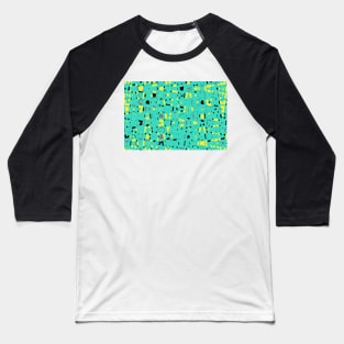 Turquoise blue bacckground, yellow and black spots Baseball T-Shirt